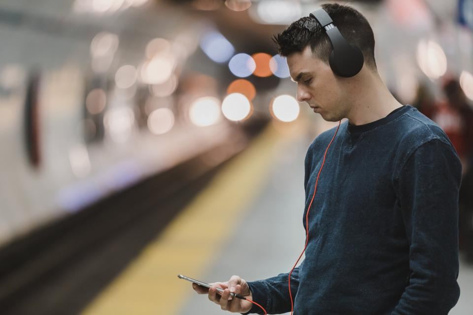 Commuter waiting on a railway platform